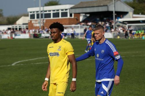 Enfields Dernell Wynter (L) and Bllericays Paul Konchesky