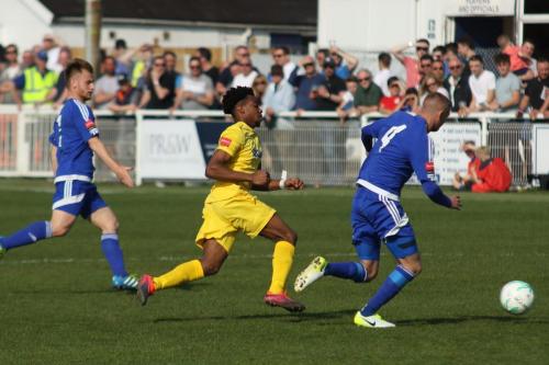 Enfields Dernell Wynter and Billericays Paul Konchesky (R) and Byron Lawrence