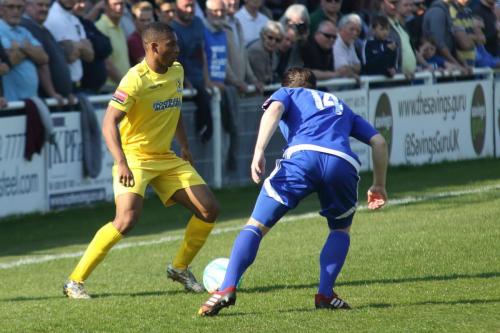 Enfields Jonathan Muleba (L) and Billericays Lewis Taafe