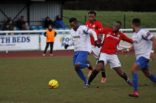 Enfields Bobby Devyne (L) and Burgess Hills Pierre Hazet