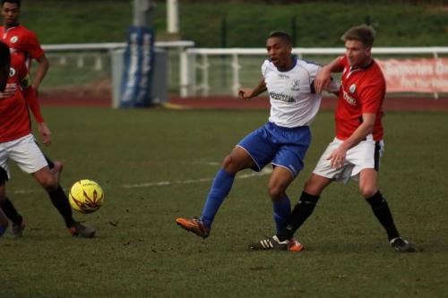 Enfields Jonathan Muleba (L) and Burgess Hills Toby Pointing