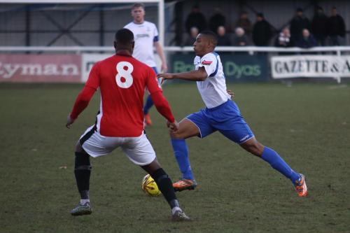 Enfields Jonathan Muleba (R) and Burgess Hills Pierre Hazet