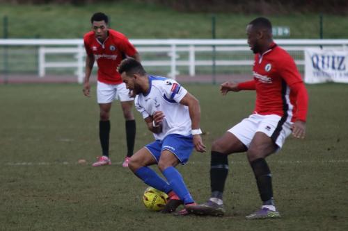 Enfields Tyler Campbell (L) and Burgess Hills Pierre Hazet