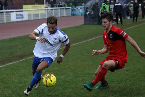 Enfields Tyler Campbell (L) and Sudburys Dylan Williams