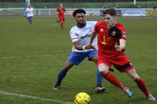 Sudburys Tyler French (R) takes the ball away from Dernell Wynter