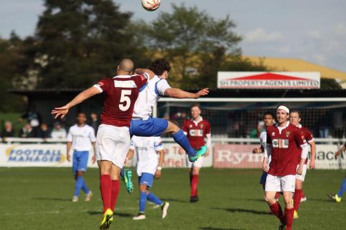 Bognors Sami El-Abd (5) challenges Harry Ottaway