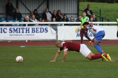 Bognors Sami El-Abd (L) and Enfields Dernell Wynter