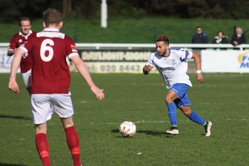 Tyler Campbell runs at the Bognor defence