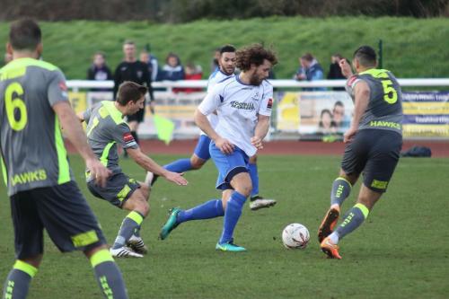 Enfields Harry Ottaway runs at Jordan Rose (5) chased by Wes Fogden