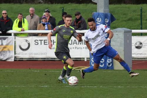 Havants Bradley Tarbuck (L) and Enfields Tyler Campbell