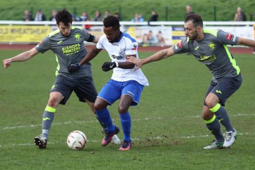 Havants Brian Stock (L) and Ed Harris and Enfields Bobby Devyne
