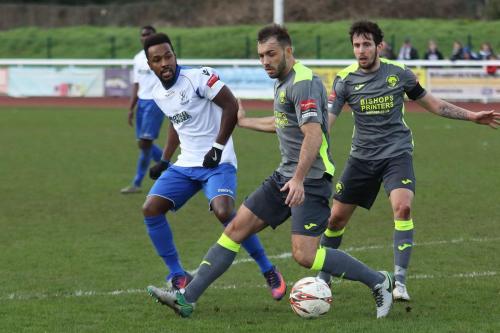Havants Brian Stock (R) and Ed Harris and Enfields Bobby Devyne
