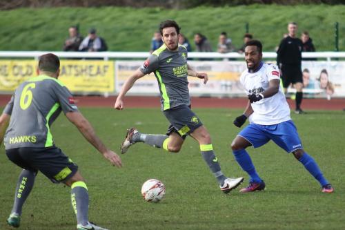 Havants Ed Harris (6) and Brian Stock and Enfields Bobby Devyne
