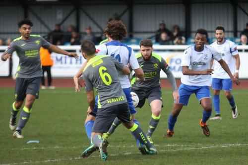 Havants Ed Harris (6) tackles Harry Ottaway from behind