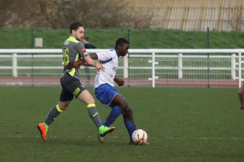 Havants George Barker (L) and Enfields Percy Kiangebeni