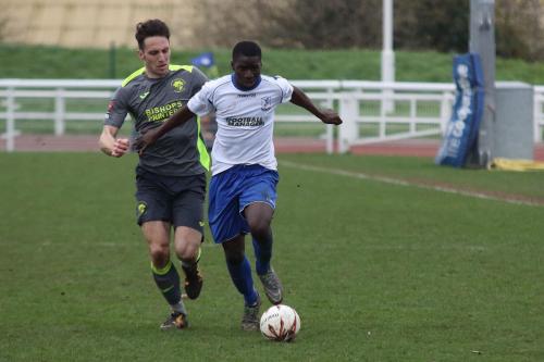 Havants Jason Prior (L) and Enfields Percy Kiangebeni