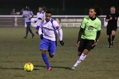 Enfields Bobby Devyne (L) and Hendons Kezie Ibe