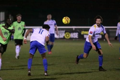 Enfields Dernell Wynter (11) tries to head the ball on to Harry Ottaway