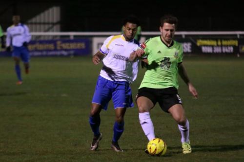 Enfields Dernell Wynter (L) and Hendons Luke Tingey