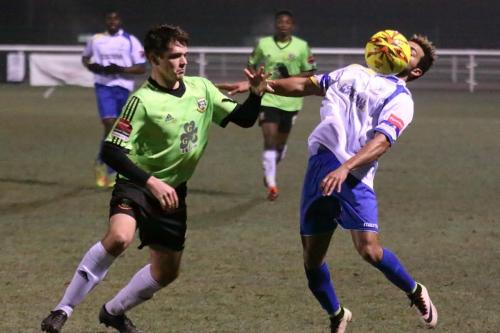 Hendons Jamie Smith (L) and Enfields Tyler Campbell