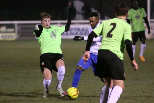 Hendons Keagan Cole (L) challenges Bobby Devyne