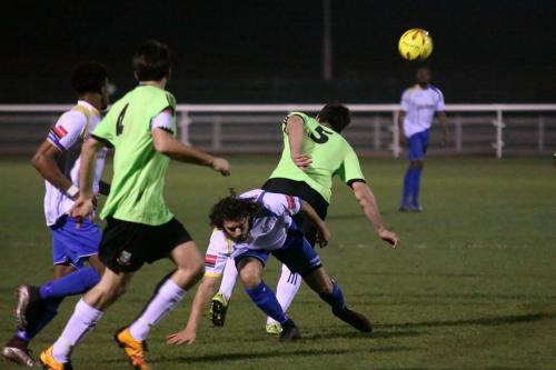 Hendons Luke Tingey (R) challenges Harry Ottaway