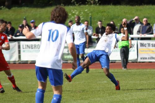 Enfields Dernell Wynter stretches for the ball