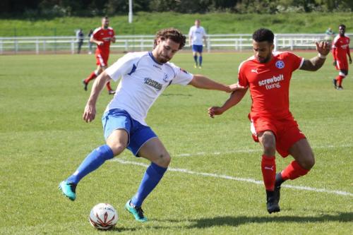 Enfields Harry Ottaway (L) and Leistons Seb Dunbar
