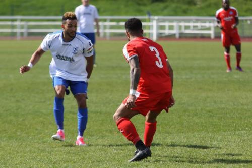 Enfields Tyler Campbell (L) and Leistons Seb Dunbar373