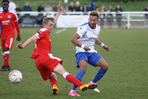 Leistons Armani Schaar (L) and Enfields Tyler Campbell