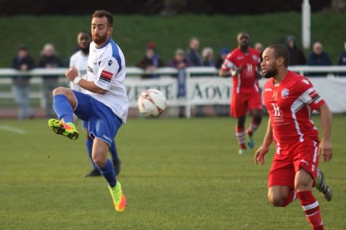 Enfields Scott Shulton (L) and Tonbridges Damien Scannell
