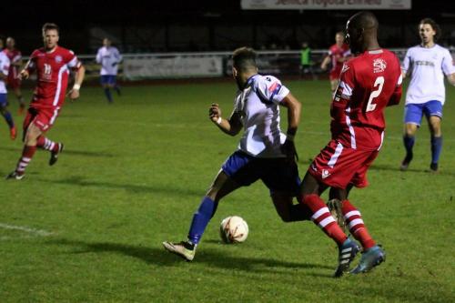 Enfields Tyler Campbell breaks past James Folkes (2)