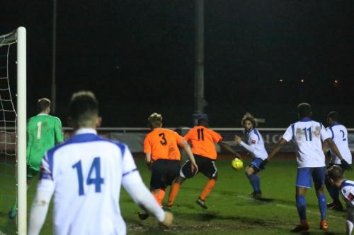 Billericays Abs Seymour (orange, 11) clears his lines