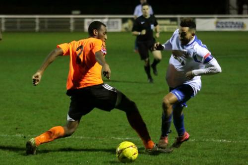 Billericays Ibrahim Diallo (L) and Enfields Tyler Campbell