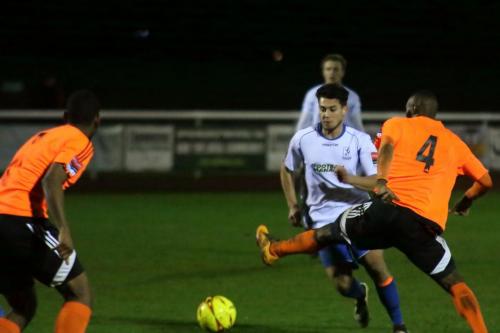 Billericays Tambeson Eyong (4) and Enfields Samir Bihmoutine