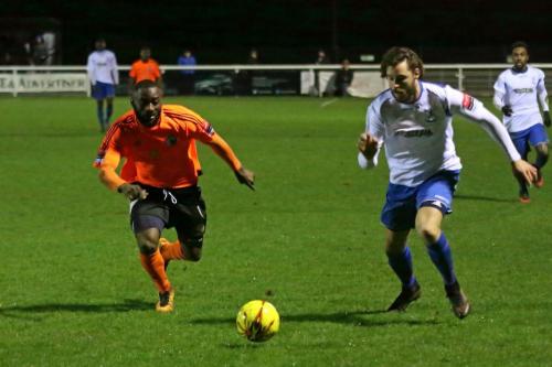 Billericays Tambeson Eyong (L) and Enfields Harry Ottaway