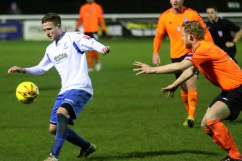 Enfields Billy Crook (L) and Billericays Danny Fitzsimons