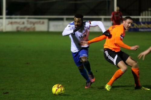 Enfields Bobby Devyne (L) and Billericays Matt Johnson