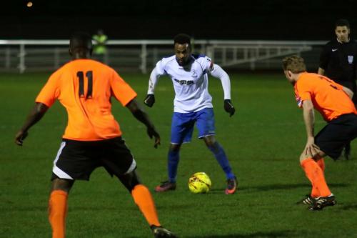 Enfields Bobby Devyne and Billericays Abs Seymour (L) and Danny Fitzsimons