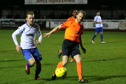 Enfields Mickey Parcell (L) and Billericays Danny Fitzsimons