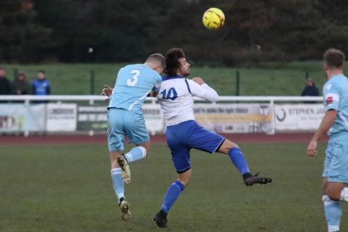 Grays Joe Payne (L) challenges Harry Ottaway