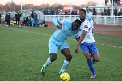 Grays Kwabena Osei (L) and Enfields Ricky Gabriel
