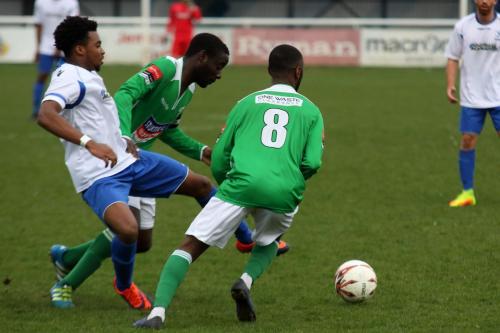 Enfields Dernell Wynter and Leatherheads DSean Theobalds (8) and Paul Semakula