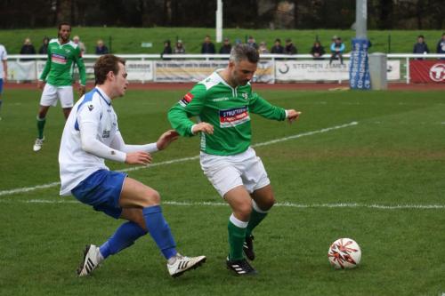 Enfields Mickey Parcell (L) and Leatherheads Danny Murphy
