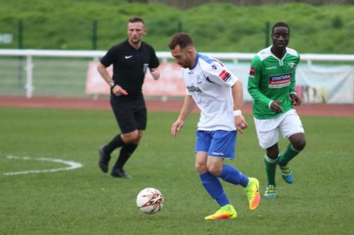 Enfields Scott Shulton (L) and Leatherheads Paul Sermakula