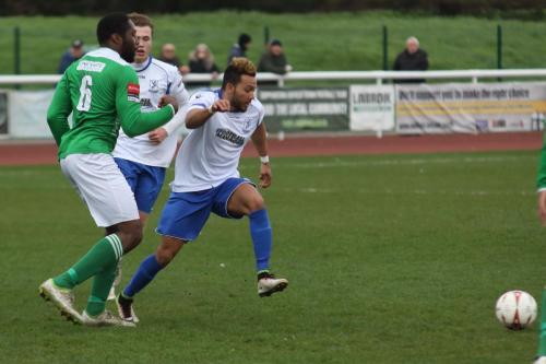 Enfields Tyler Campbell (R)  and Mickey Parcell and Leatherheads Jerry Nnamani