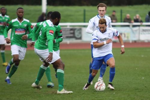Enfields Tyler Campbell runs at the defence