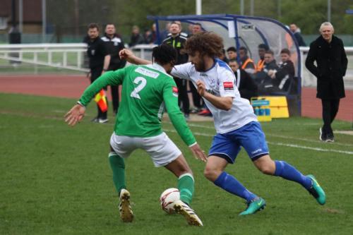 Leatherheads Yannis Ambroisine (L) and Enfields Harry Ottaway