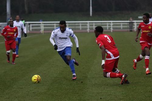 Enfields Biobby Devyne (L) and Mersthams Kristian Campbell