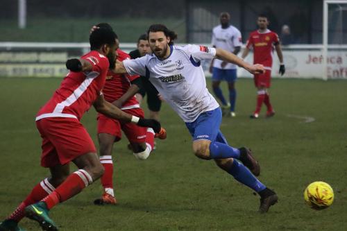 Enfields Harry Ottaway plays the ball out to the left wing